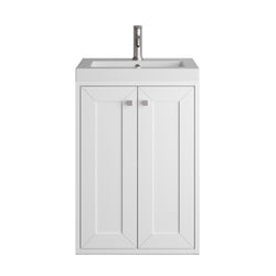 James Martin Chianti Single Floating Vanity with White Glossy Composite Stone Top
