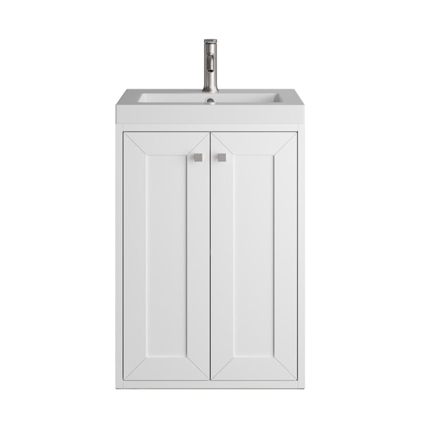 James Martin Chianti Single Floating Vanity with White Glossy Composite Stone Top