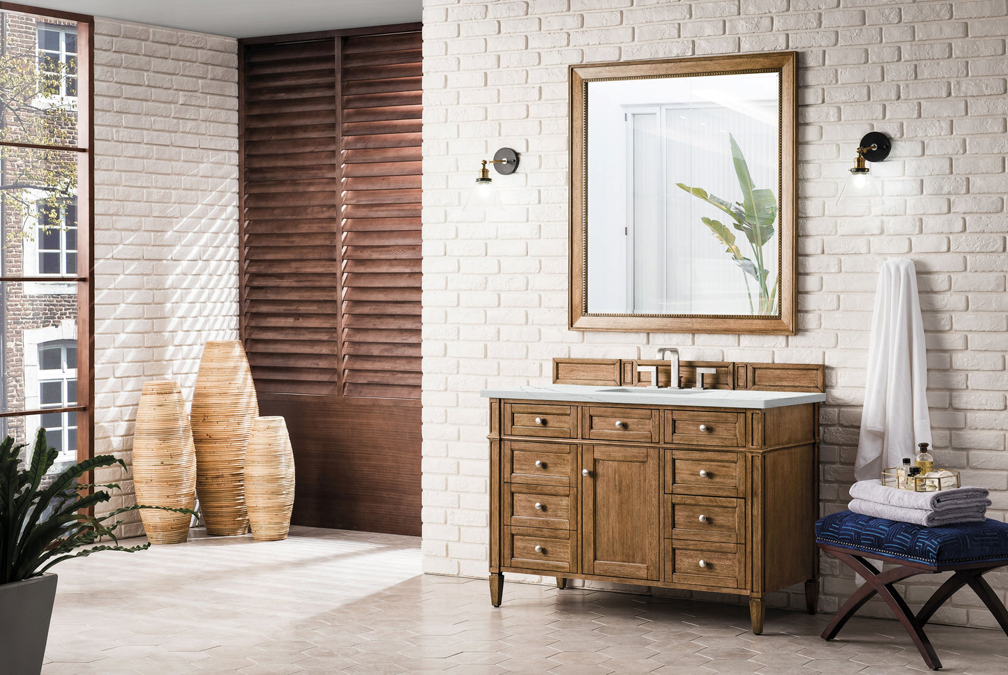 James Martin Brittany 48" Single Vanity with 3 CM Countertop & FreePower Wireless Charger
