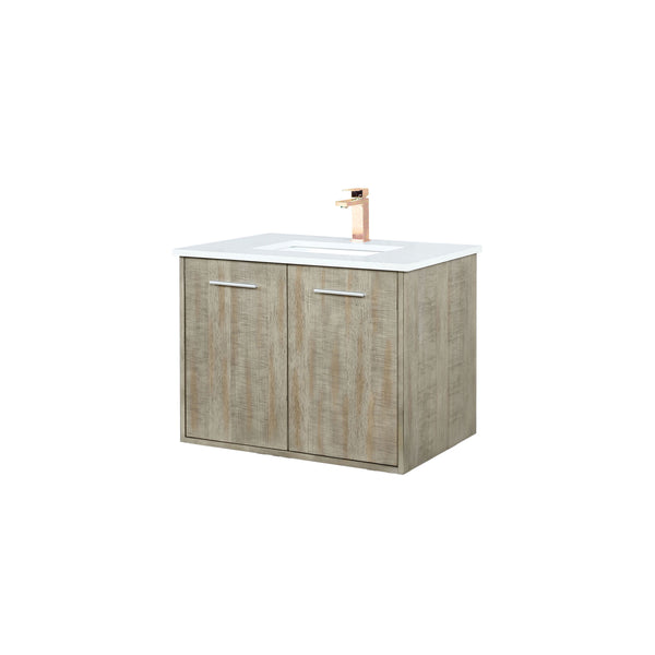 Lexora Collection Fairbanks 30 inch Rustic Acacia Bath Vanity, White Quartz Top and Faucet Set - Luxe Bathroom Vanities