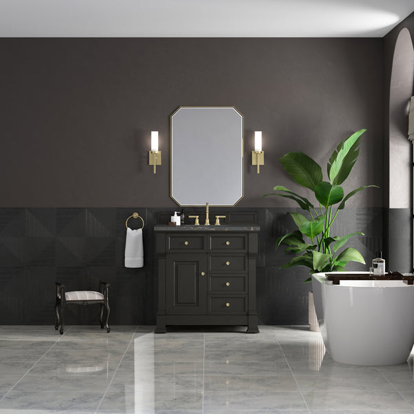 James Martin Brookfield 36" Single Vanity, Black Onyx with 3 CM Countertop - Luxe Bathroom Vanities