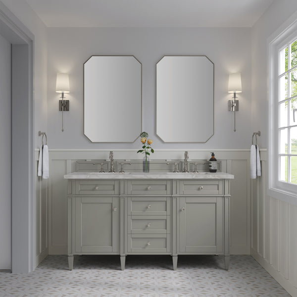 James Martin Brittany 60" Double Vanity with 3 CM Countertop & FreePower Wireless Charger
