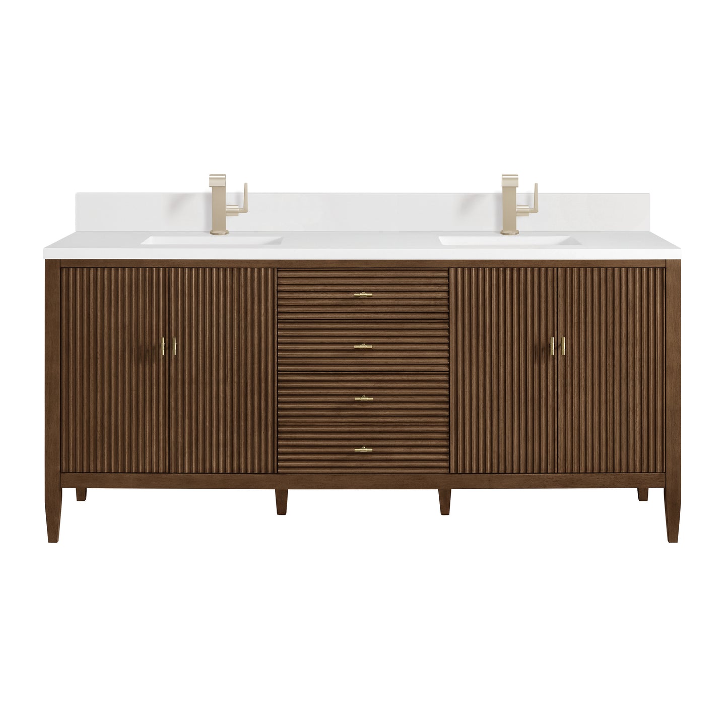 James Martin Myrrin 72" Double Vanity with Single Hole 3 CM White Zeus Silestone Top & Backsplash