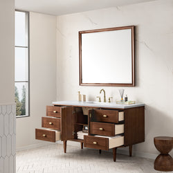 James Martin Amberly 60" Single Vanity, Mid-Century Walnut