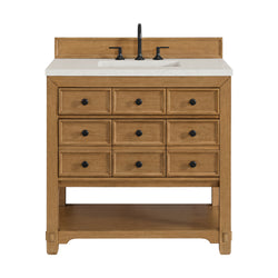 James Martin Malibu 36" Single Vanity, Amber Birch w/ 3 CM Counter Top - Luxe Bathroom Vanities