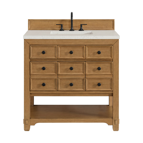 James Martin Malibu 36" Single Vanity, Amber Birch w/ 3 CM Counter Top - Luxe Bathroom Vanities