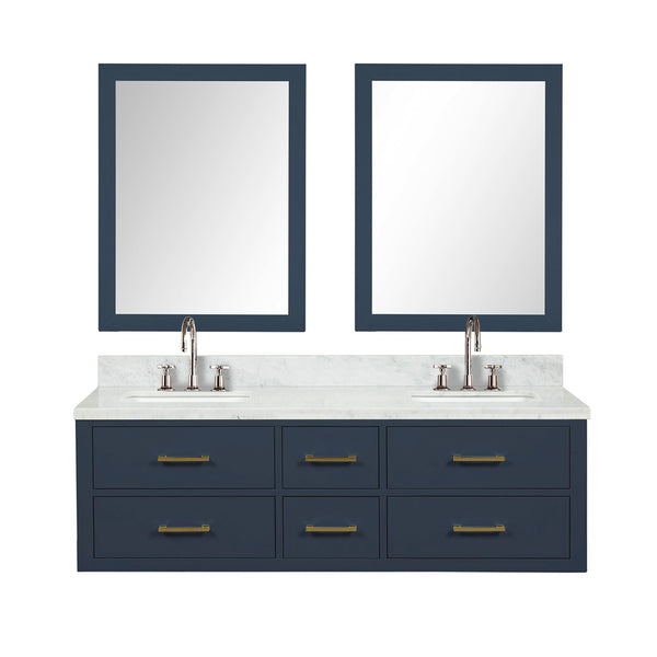 Lexora Collection Castor 60 inch Double Bath Vanity and Carrara Marble Top - Luxe Bathroom Vanities