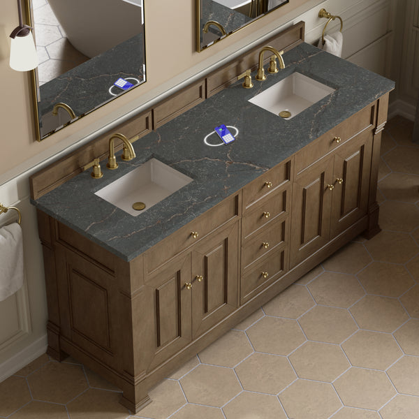 James Martin Brookfield 72" Double Vanity with 3 CM Countertop & FreePower Wireless Charger