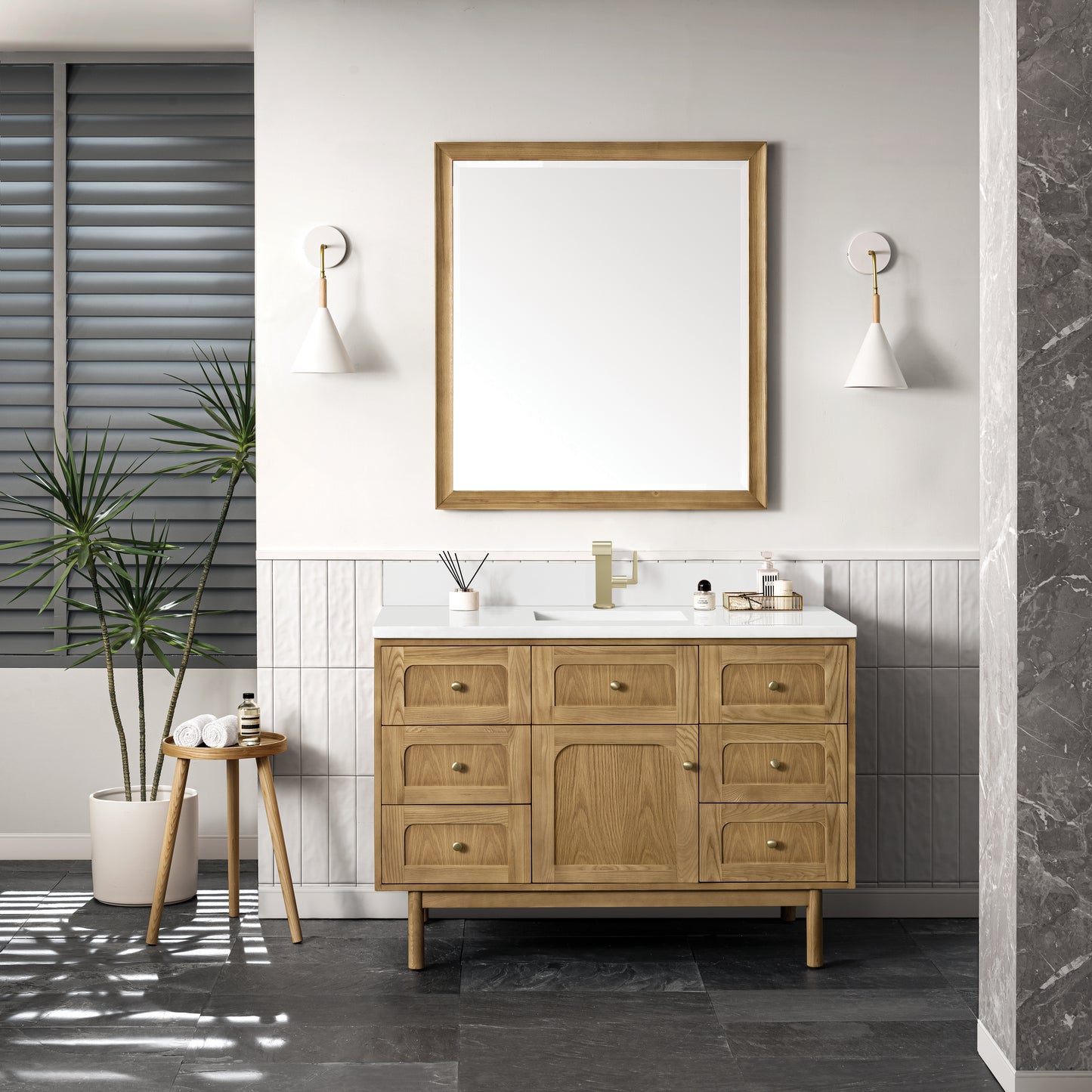 James Martin Laurent 48" Single Vanity with Single Hole 3 CM Countertop and Matching Backsplash