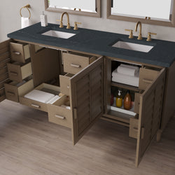 James Martin Portland 72" Double Vanity Whitewashed Walnut with 3 CM Countertop