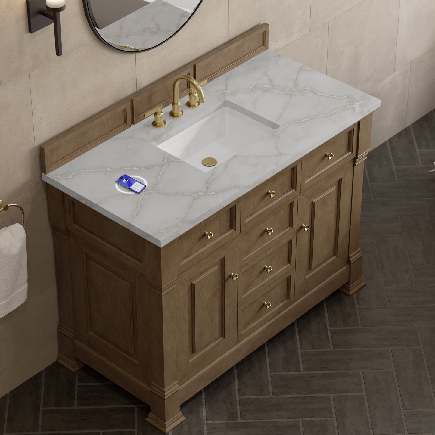 James Martin Brookfield 48" Single Vanity with 3 CM Countertop & FreePower Wireless Charger
