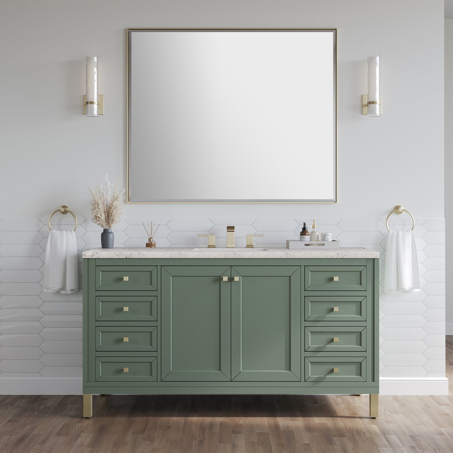 James Martin Chicago 60" Single Vanity with 3 CM Countertop & FreePower Wireless Charger