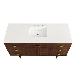 James Martin Amberly 60" Single Vanity, Mid-Century Walnut