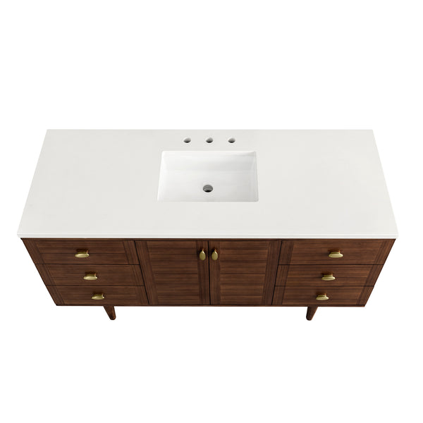 James Martin Amberly 60" Single Vanity, Mid-Century Walnut