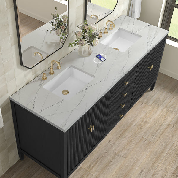 James Martin Myrrin 72" Double Vanity with 3 CM Countertop & FreePower Wireless Charger