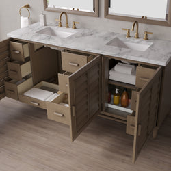James Martin Portland 72" Double Vanity Whitewashed Walnut with 3 CM Countertop