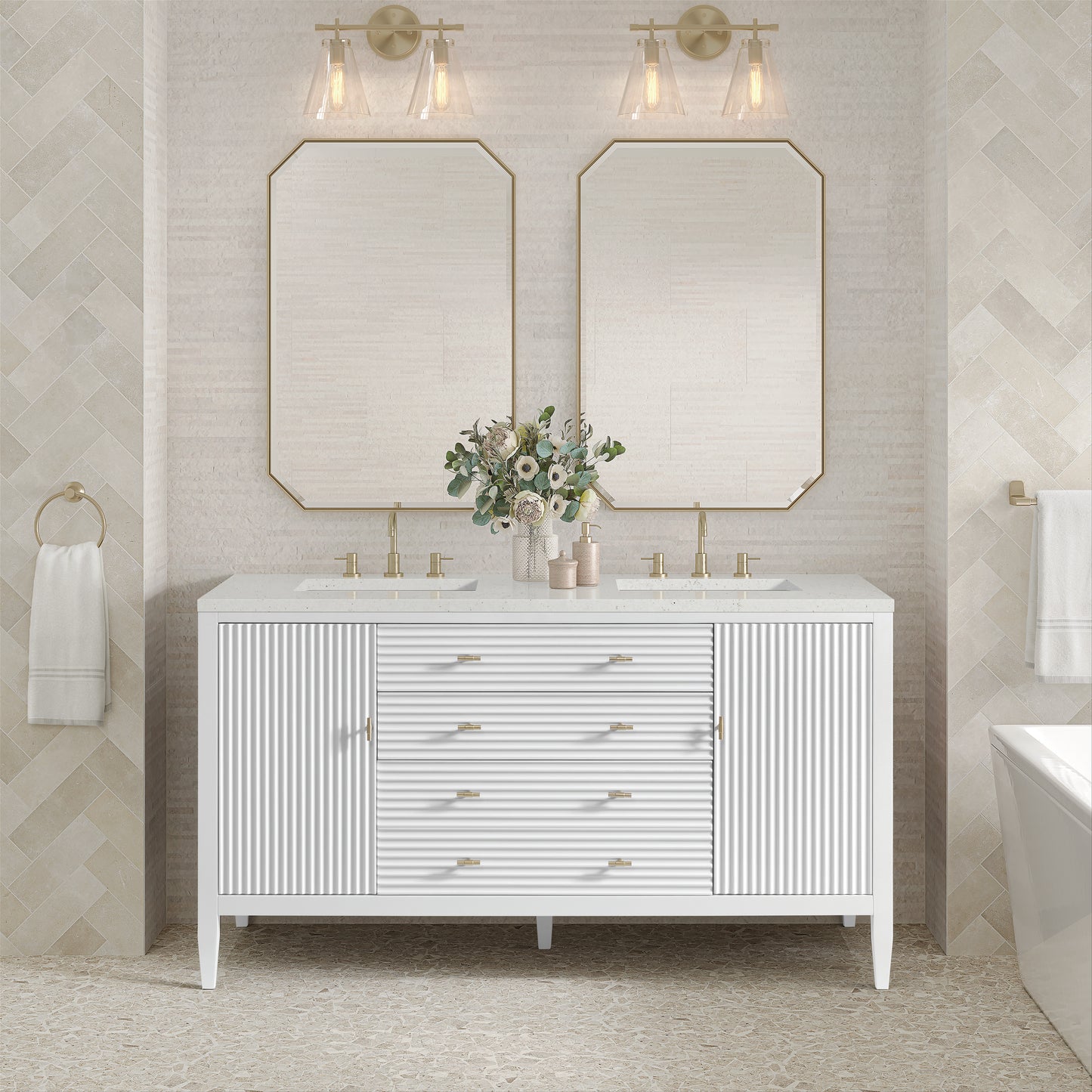 James Martin Myrrin 60" Double Vanity with 3 CM Countertop