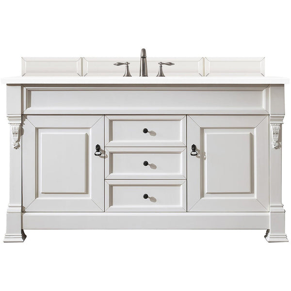 James Martin Brookfield 60" Single Vanity Vanities James Martin Bright White w/ 3 CM Classic White Quartz Top 