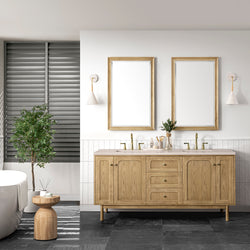 James Martin Laurent 72" Double Vanity, Light Natural Oak