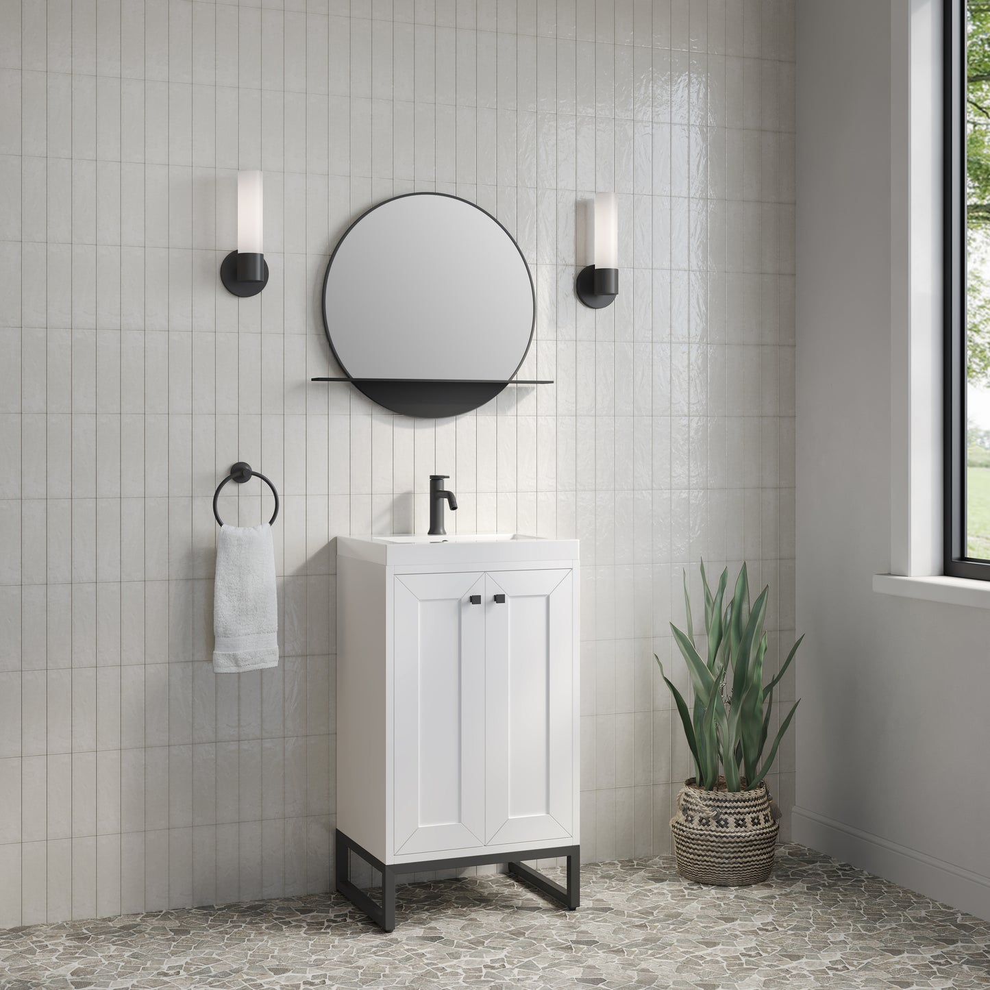 James Martin Chianti Single Vanity with White Glossy Composite Stone Top