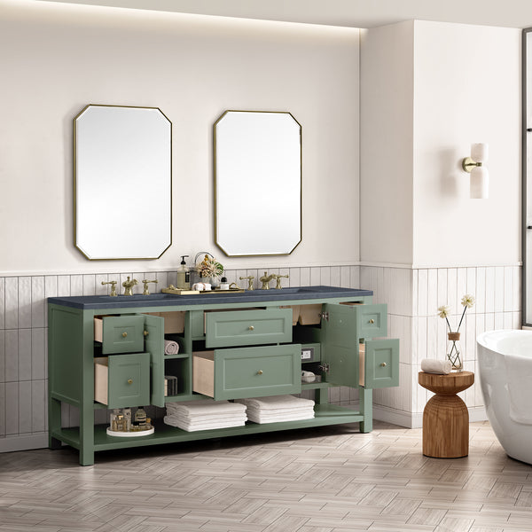James Martin Breckenridge 72" Double Vanity, Smokey Celadon - Luxe Bathroom Vanities