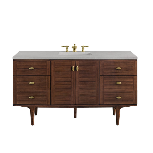 James Martin Amberly 60" Single Vanity, Mid-Century Walnut