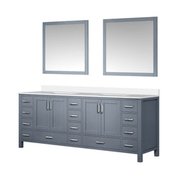 Lexora Collection Jacques 84 inch Double Bath Vanity, White Quartz Top, and 34 inch Mirrors - Luxe Bathroom Vanities