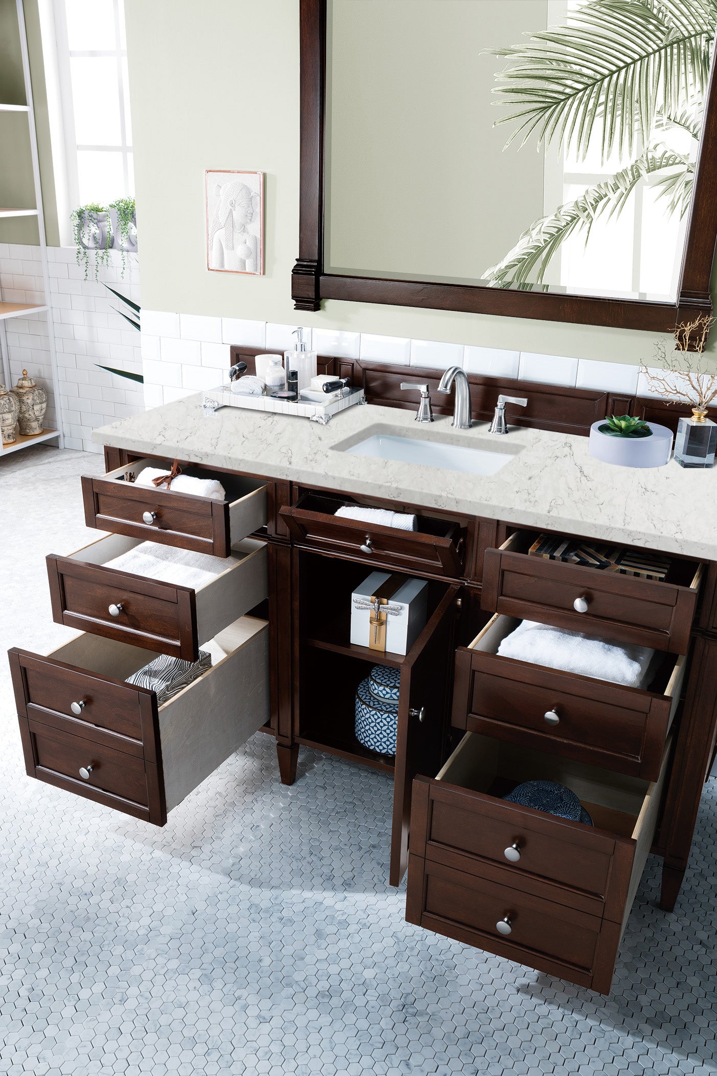 James Martin Brittany 60" Single Vanity with 3 CM Countertop & FreePower Wireless Charger