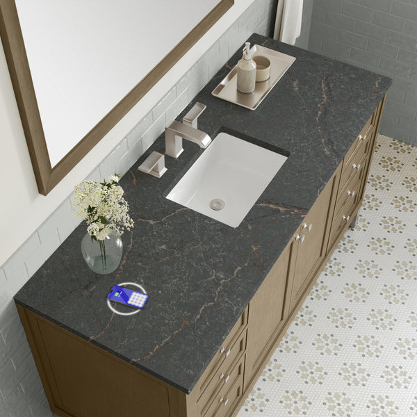 James Martin Chicago 60" Single Vanity with 3 CM Countertop & FreePower Wireless Charger
