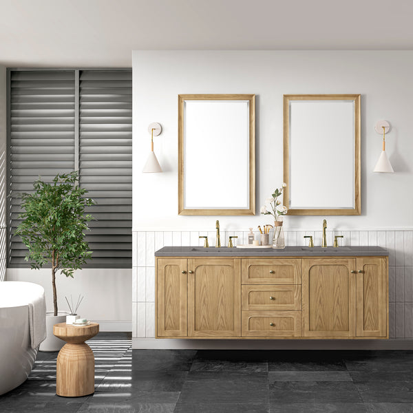 James Martin Laurent 72" Double Vanity, Light Natural Oak