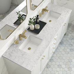 James Martin Chicago 72" Double Vanity, Glossy White - Luxe Bathroom Vanities