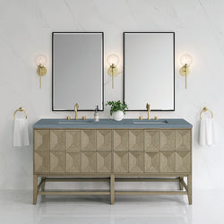 James Martin Emmeline 72" Double Vanity, Pebble Oak with 3CM Top - Luxe Bathroom Vanities