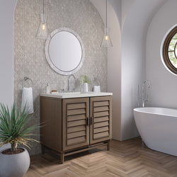 James Martin Portland 36" Single Vanity Whitewashed Walnut with 3 CM Countertop