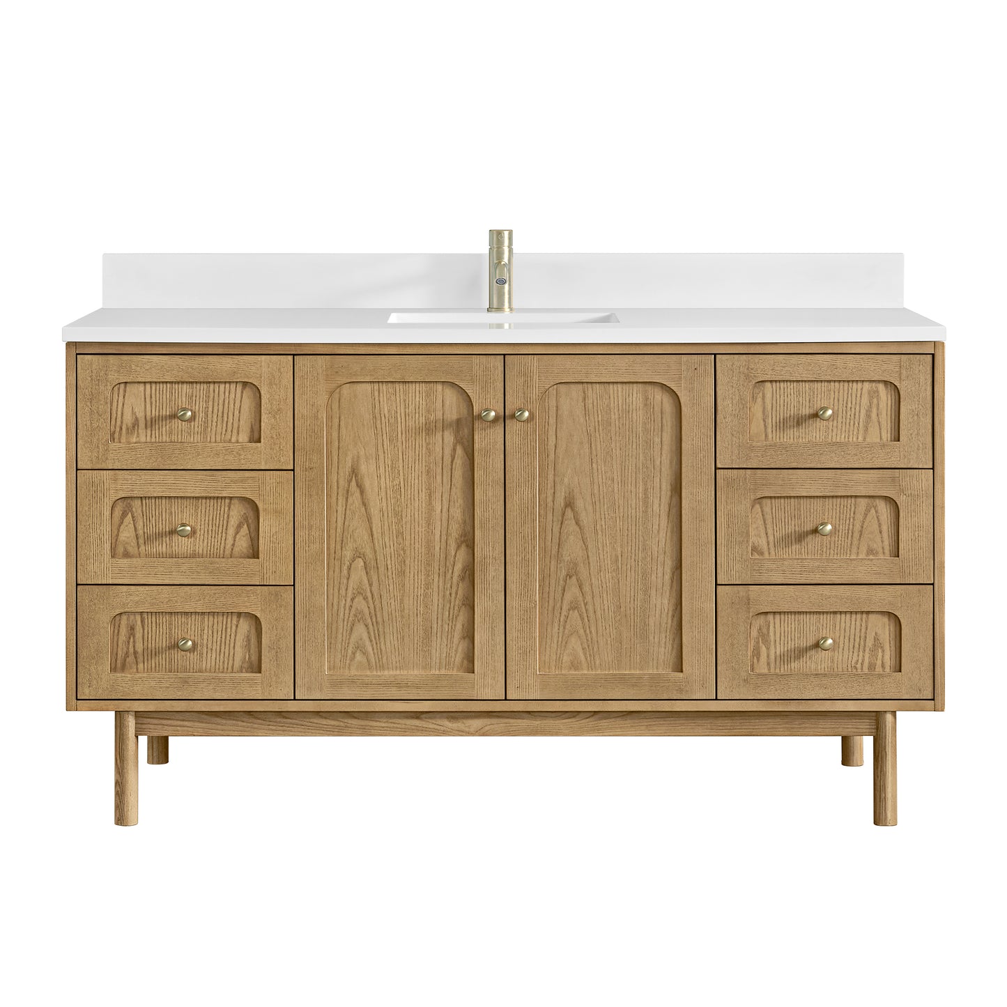 James Martin Laurent 60" Single Vanity with Single Hole 3 CM White Zeus Silestone Top & Matching Backsplash