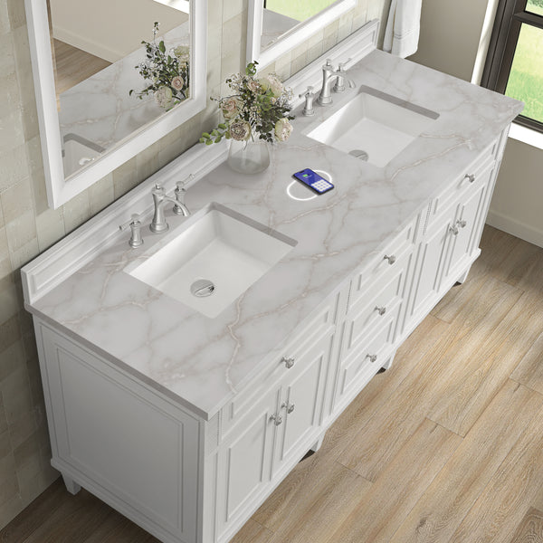 James Martin Lorelai 72" Double Vanity with 3 CM Countertop & FreePower Wireless Charger
