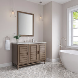 James Martin Portland 48" Single Vanity Whitewashed Walnut with 3 CM Countertop & FreePower Wireless Charger