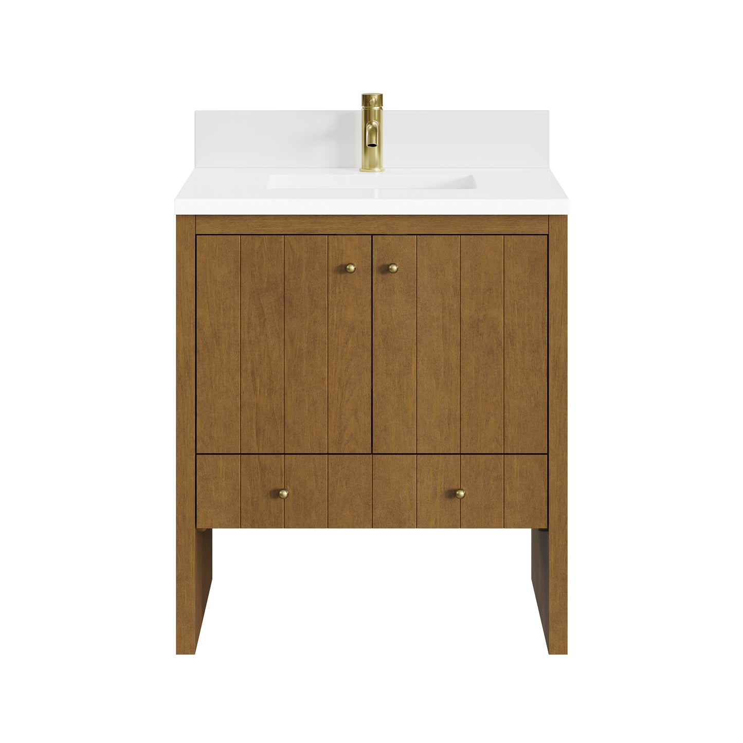 James Martin Hudson 30" Single Vanity with Single Hole 3 CM White Zeus Silestone Top and Matching Backsplash