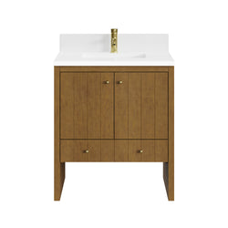 James Martin Hudson 30" Single Vanity with Single Hole 3 CM White Zeus Silestone Top and Matching Backsplash