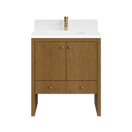 James Martin Hudson 30" Single Vanity with Single Hole 3 CM White Zeus Silestone Top and Matching Backsplash