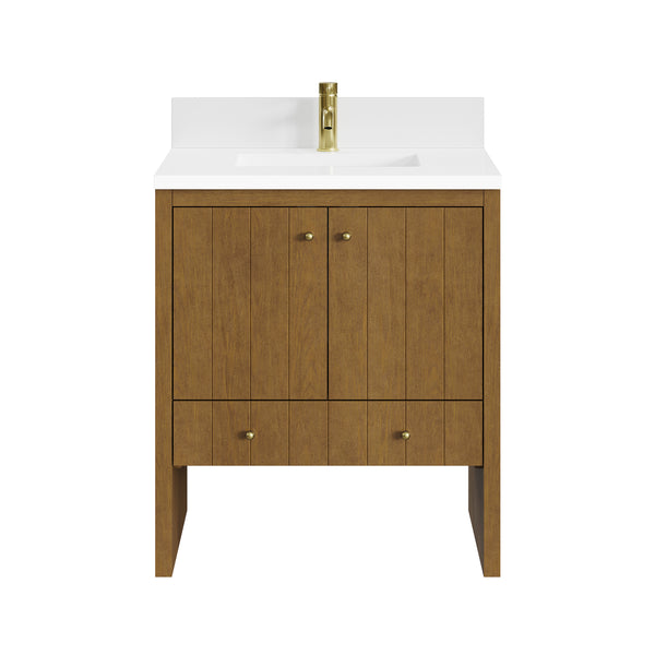 James Martin Hudson 30" Single Vanity with Single Hole 3 CM White Zeus Silestone Top and Matching Backsplash