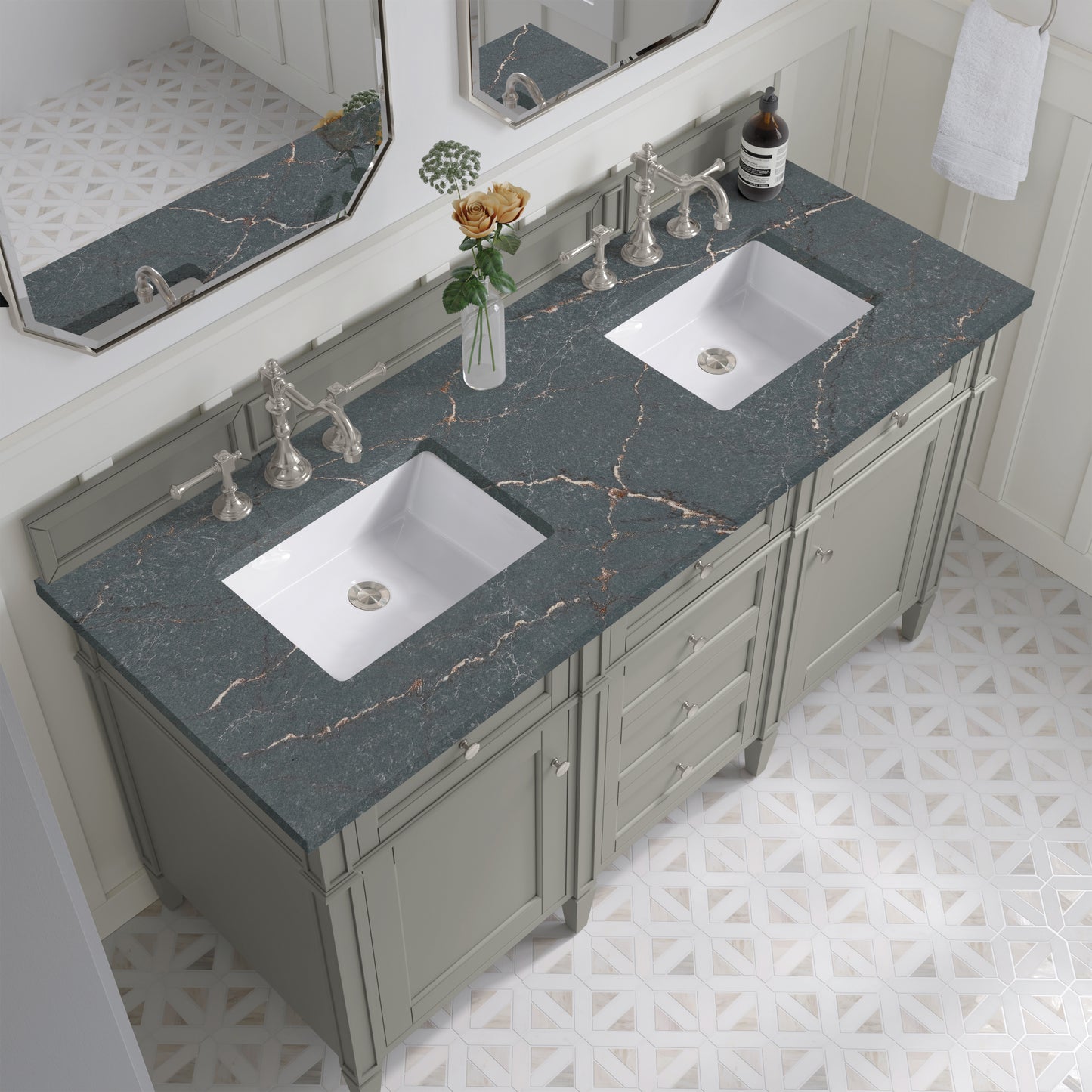 James Martin Brittany 60" Double Vanity with 3 CM Countertop