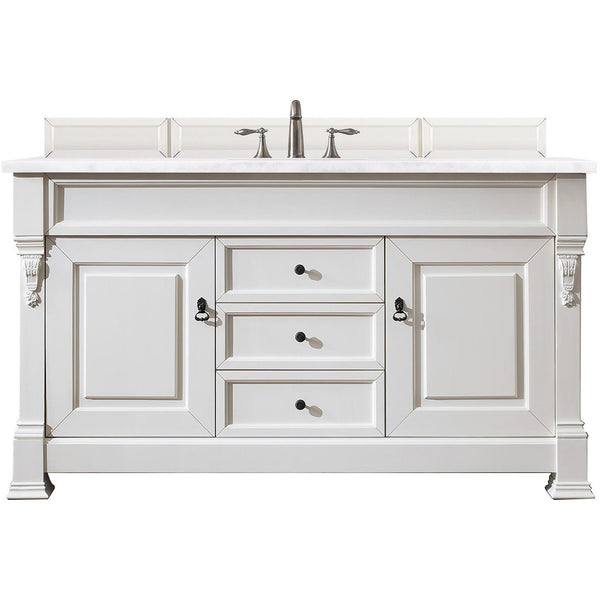 James Martin Brookfield 60" Single Vanity Vanities James Martin Bright White w/ 3 CM Arctic Fall Solid Surface Top 