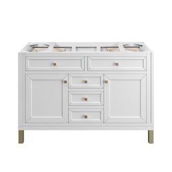 James Martin Chicago 48" Single Vanity with Single Hole 3CM White Zeus Silestone Top & Backsplash