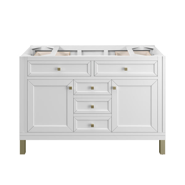 James Martin Chicago 48" Single Vanity with Single Hole 3CM White Zeus Silestone Top & Backsplash
