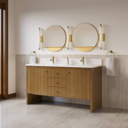 James Martin Hudson 60" Double Vanity with Single Hole 3 CM White Zeus Silestone Top and Matching Backsplash