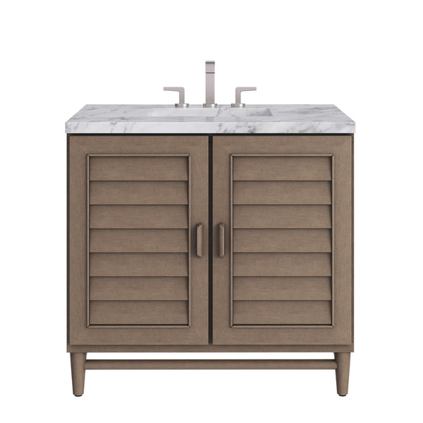 James Martin Portland 36" Single Vanity Whitewashed Walnut with 3 CM Countertop