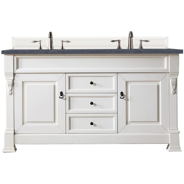 James Martin Brookfield 60" Double Vanity Vanities James Martin Bright White w/ 3 CM Charcoal Soapstone Quartz Top 