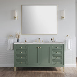 James Martin Chicago 60" Single Vanity with 3 CM Countertop & FreePower Wireless Charger