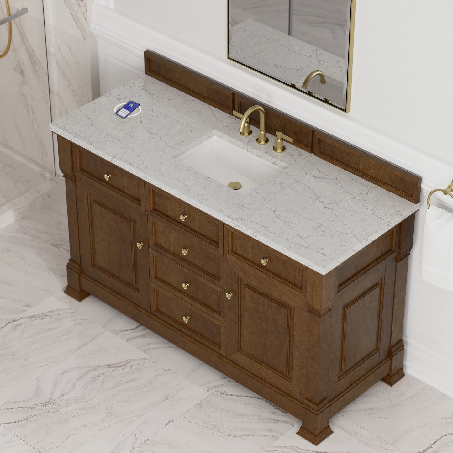 James Martin Brookfield 60" Single Vanity with 3CM Countertop & FreePower Wireless Charger
