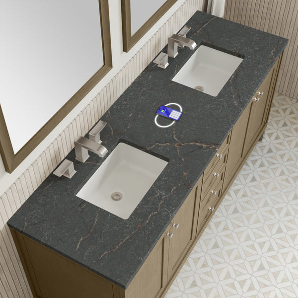 James Martin Chicago 72" Double Vanity with 3 CM Countertop & FreePower Wireless Charger
